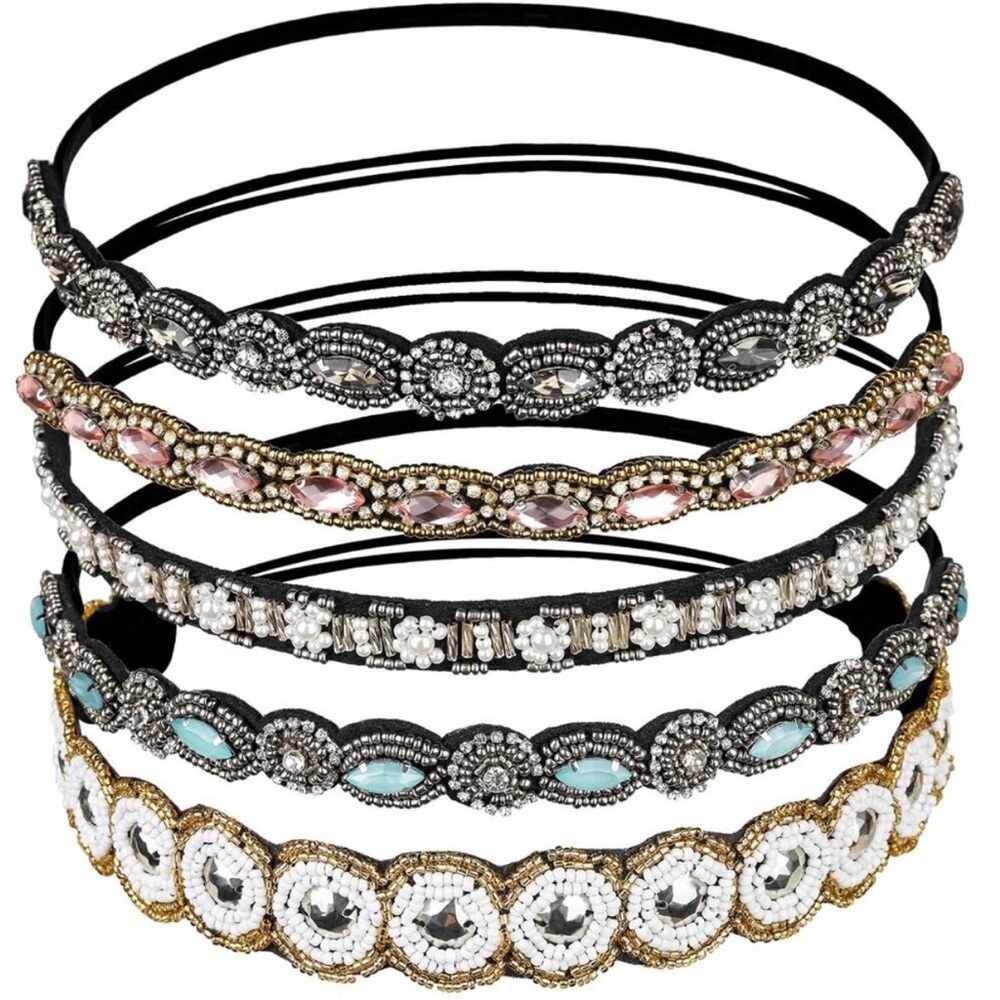 Beaded Headband Set with Crystal Accents